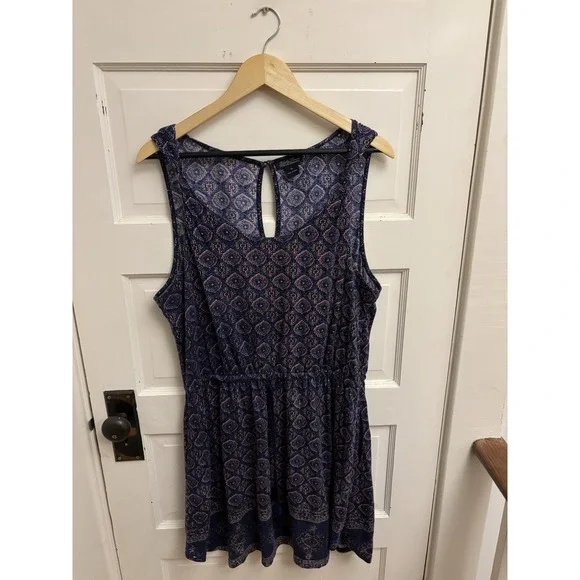 Lucky Brand Women's Navy Patterned Sleeveless Dress Cotton Blend Size XL - Picture 1 of 7